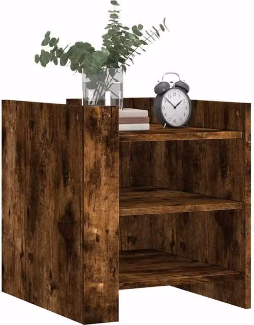 Berkfield Home Decorative Bedside Cabinet in Smoked Oak Brown, W/D/H: 45 x 50 x 50 cm – 1