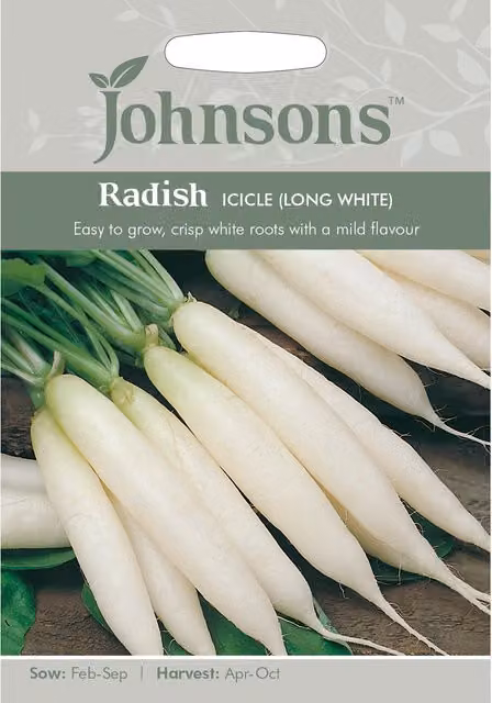 Johnsons Icicle Long White Radish Vegetable Seeds