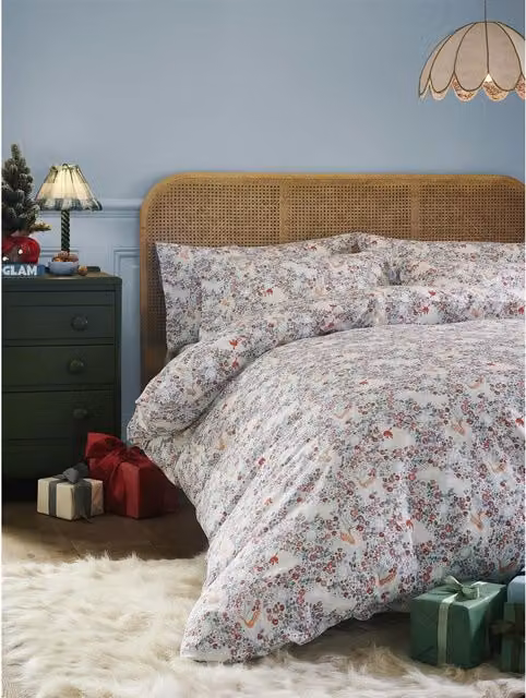 Cath Kidston Polar Ditsy Cotton Duvet Cover Set in Blue and Multicolour, W: 90 cm, L: 200 cm