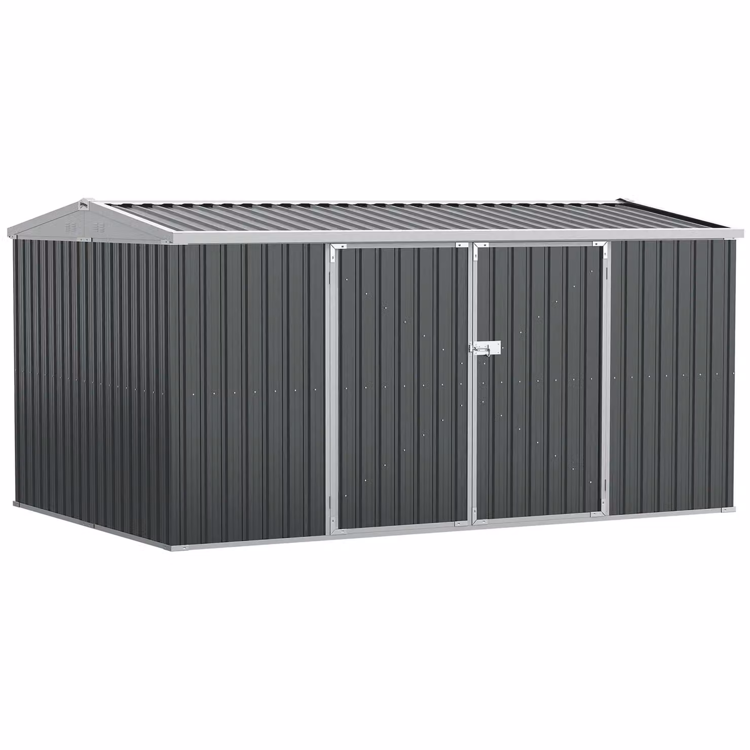 OUTSUNNY Pent Outdoor Garden Storage Shed in Grey Galvanised Steel – 2