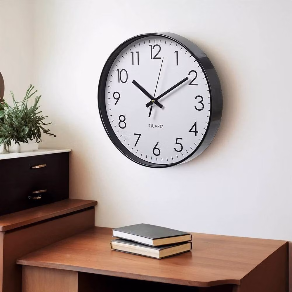 NESTLUNE Silent Quartz Wall Clock in Black and White, Round Modern Design, W: 100 cm, H: 15 cm, D: 15 cm – 2