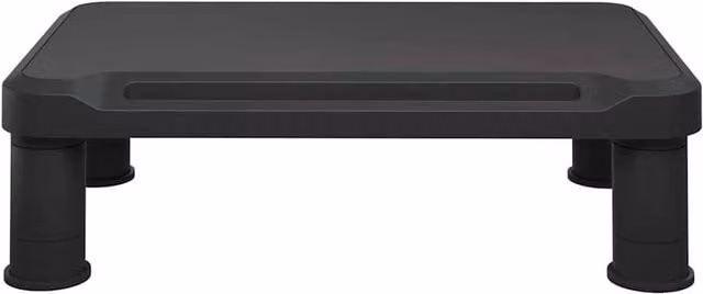 Berkfield Home Black Plastic Monitor Stand with Adjustable Shelves, W: 38 cm, D: 24 cm, H: 10.5 cm
