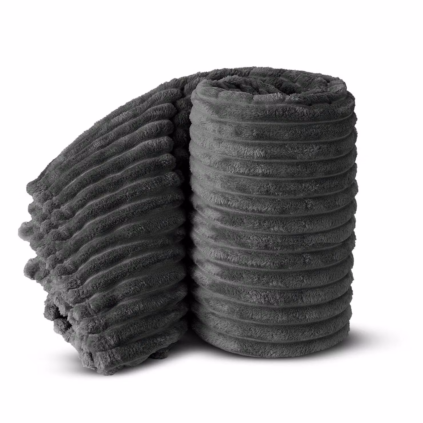 Velosso Super Soft Chunky Cord Blanket Throw in Anthracite Grey, W: 200 cm, D: 240 cm – 2