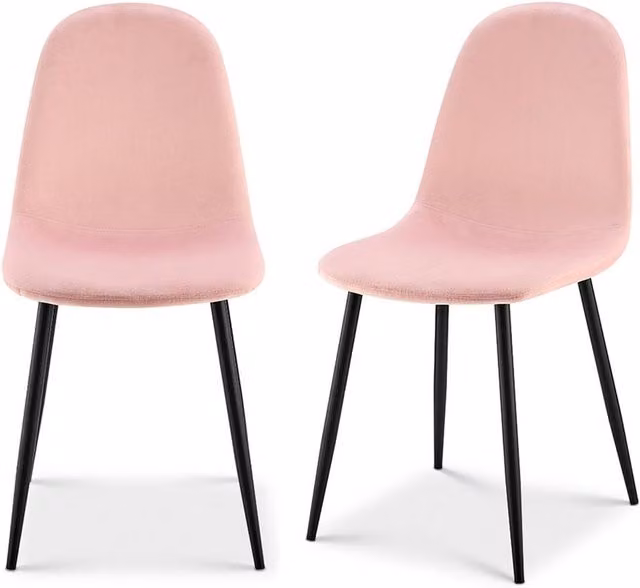 Bravich LTD Ron Velvet Upholstered Dining Chairs with Metal Legs, Pink, 2 Pack