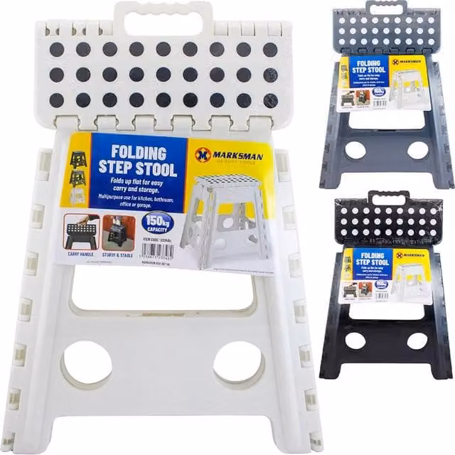 BARGAINS-GALORE Multicolour Folding Step Stool with Handle and Anti-Slip Rubber Feet