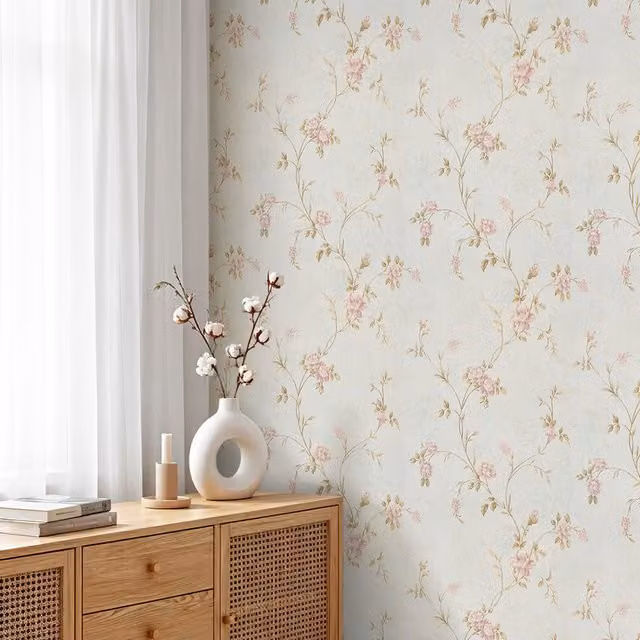 Lifeideas 3D Embossed Non-Woven Floral Botanical Wallpaper in Light Grey