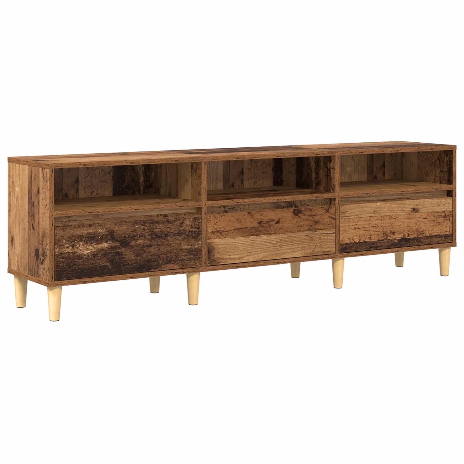 Berkfield Home Rustic TV Cabinet with Drawer in Old Wood and Brown MDF – 2