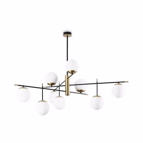 Netlighting Ideal Lux Gourmet 9 Light Globe Multi Arm Semi Flush Ceiling Lamp in Black and Yellow – 1
