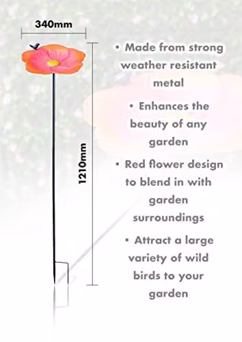 St Helens Home & Garden Red Floral Metal Bird Bath and Feeder – 2
