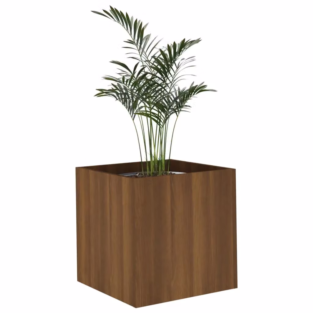Berkfield Home Brown Oak Engineered Wood Planter Box, W/D/H: 40 x 40 x 40 cm – 2