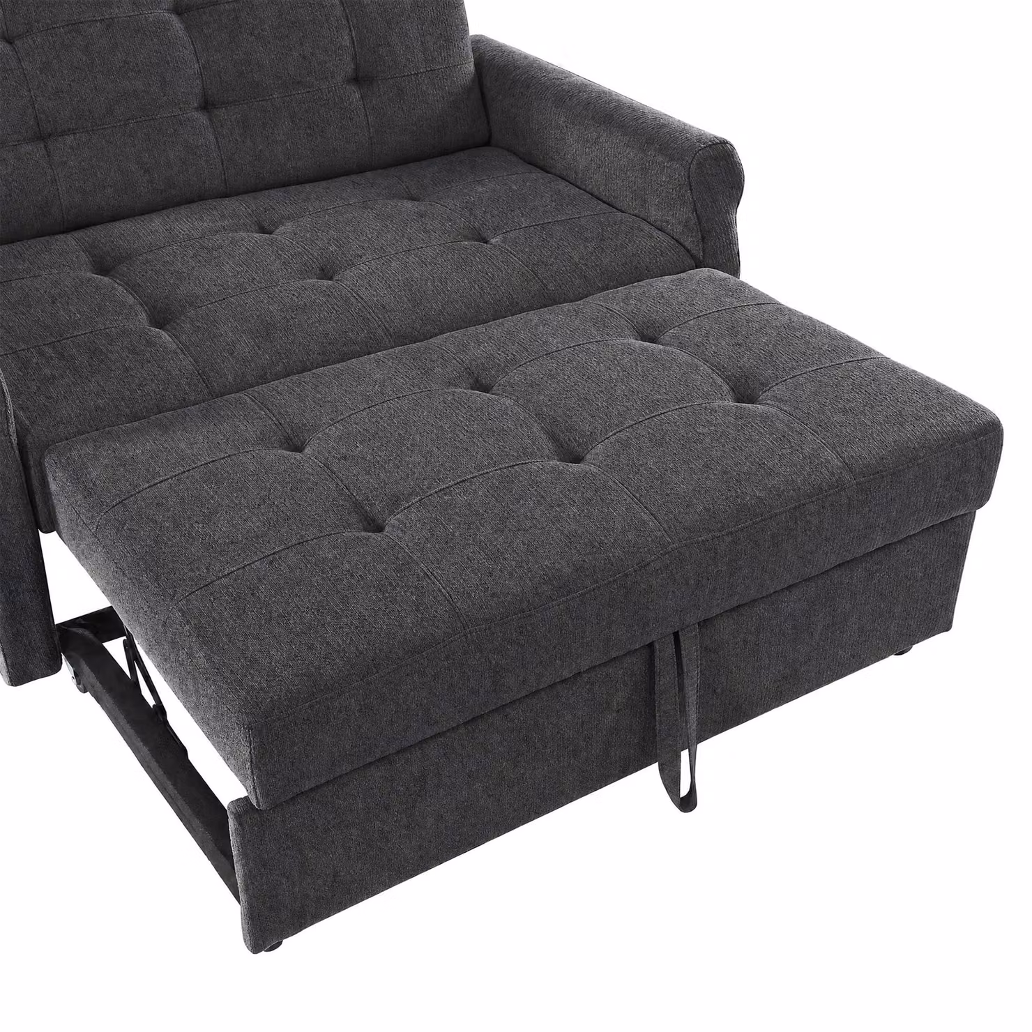 Aosom UK Convertible Sofa Bed in Dark Grey with Adjustable Backrest, USB and Type-C Ports, and Storage Pocket, W/D/H: 173 x 135 x 58 cm – 6