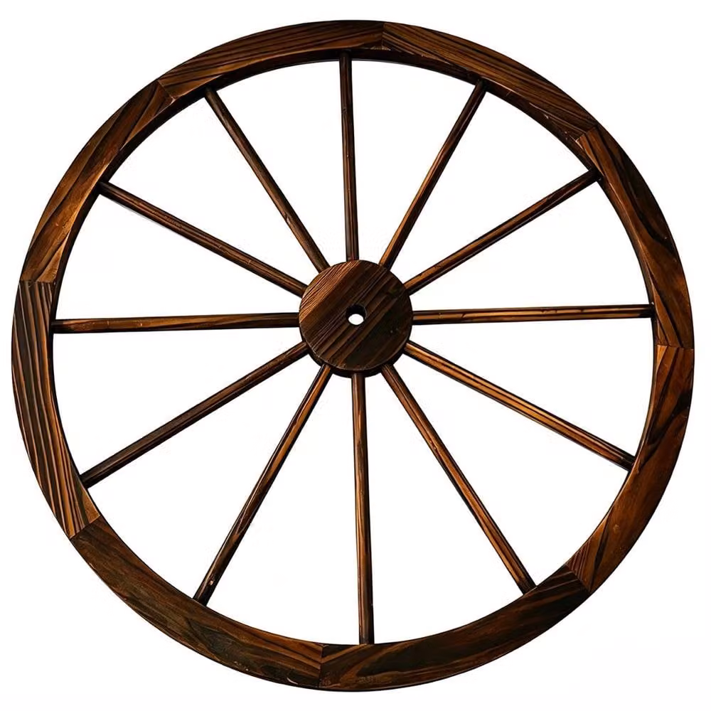 Gr8 Garden Rustic Wooden Wagon Wheel Wall Decor, Brown, Diameter: 90 cm – 2