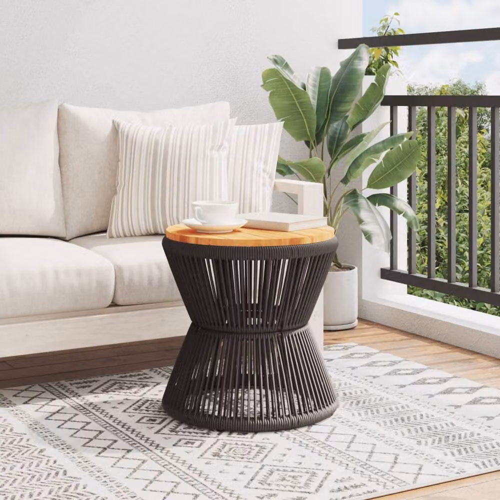 Berkfield Home Square Coffee Table with Acacia Wood Top and Black Sled Base, W/D/H: 45 x 45 x 44 cm – 3