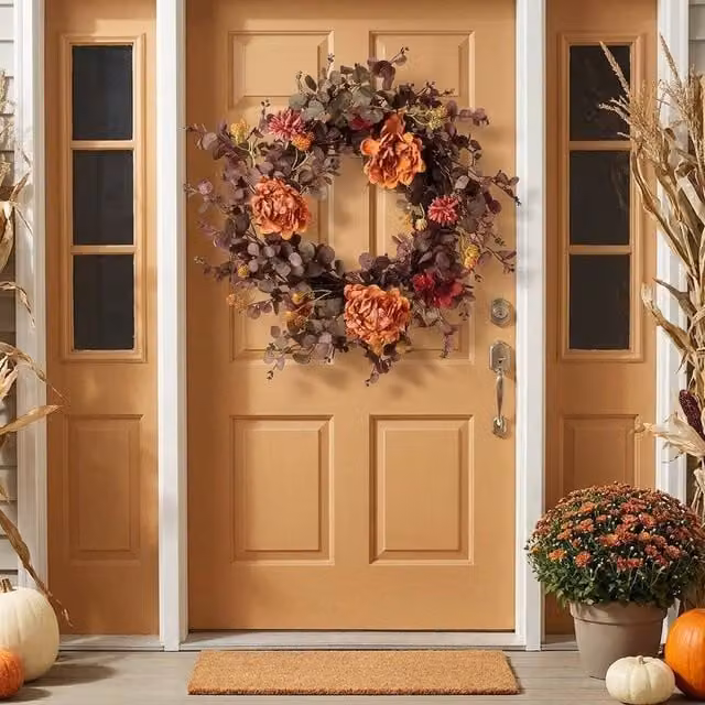 Garden Greatness Multicolour Floral Welcome Wreath for Home Decor, Diameter: 60 cm