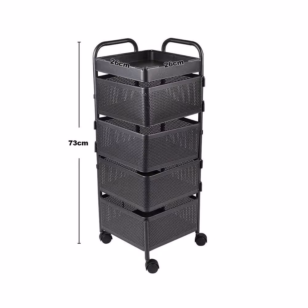 Garden Sanctuary 4-Tier Metal Kitchen and Balcony Storage Rack with Wheels in Matt Black – 4