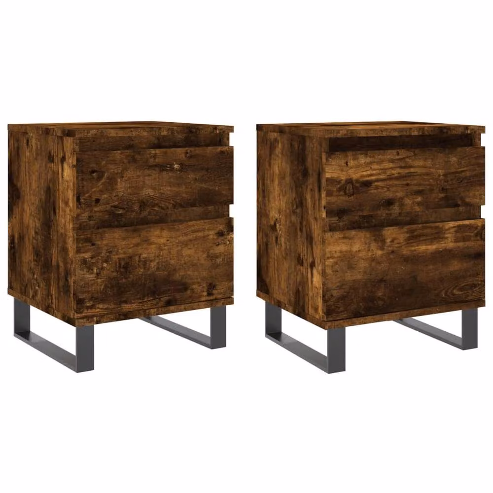 Berkfield Home Modern Bedside Cabinets, 2 Pack, Smoked Oak Brown, W/D/H: 40 x 35 x 50 cm – 2