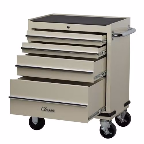 Hilka 4 Drawer Classic Lockable and Rollable Aluminium Trolley in Beige – 1