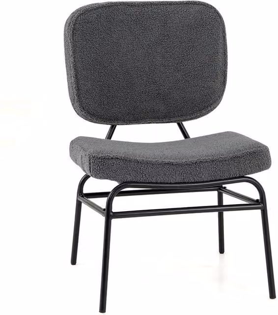 VOGREX Grey Bouclé and Foam Upholstered Modern Accent Reading Chair with Metal Frame – 1