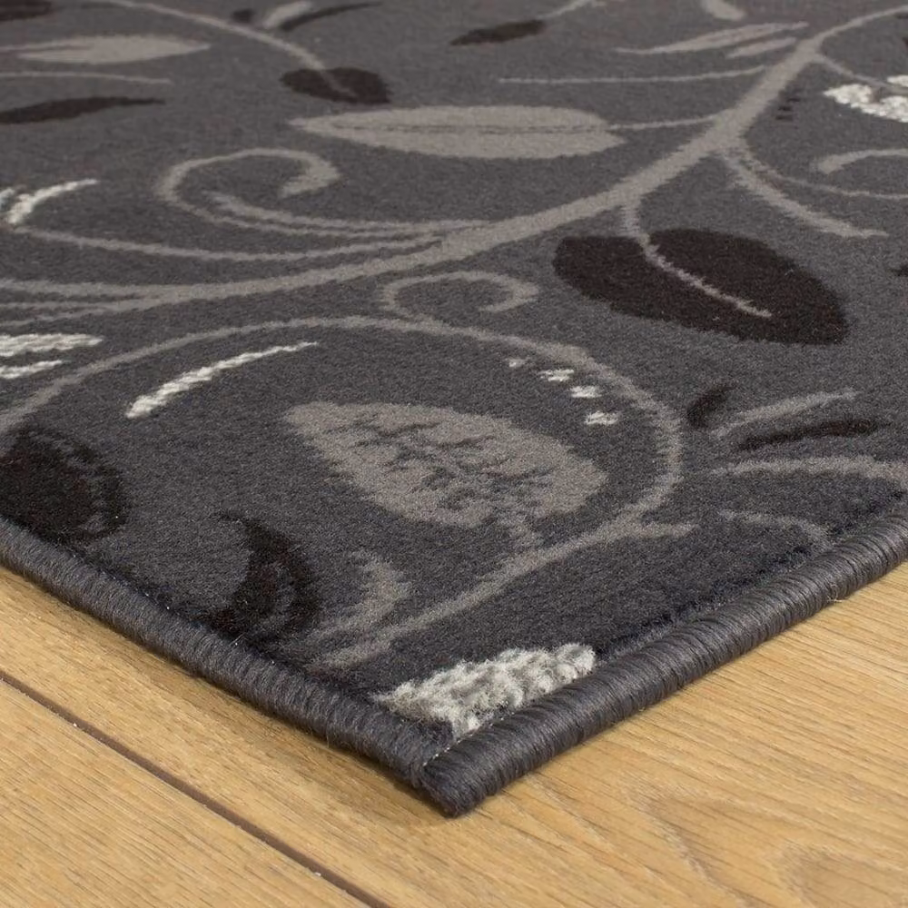 runrug Scroll Hallway Carpet Runner Rug in Grey, W: 60 cm, L: 270 cm – 3