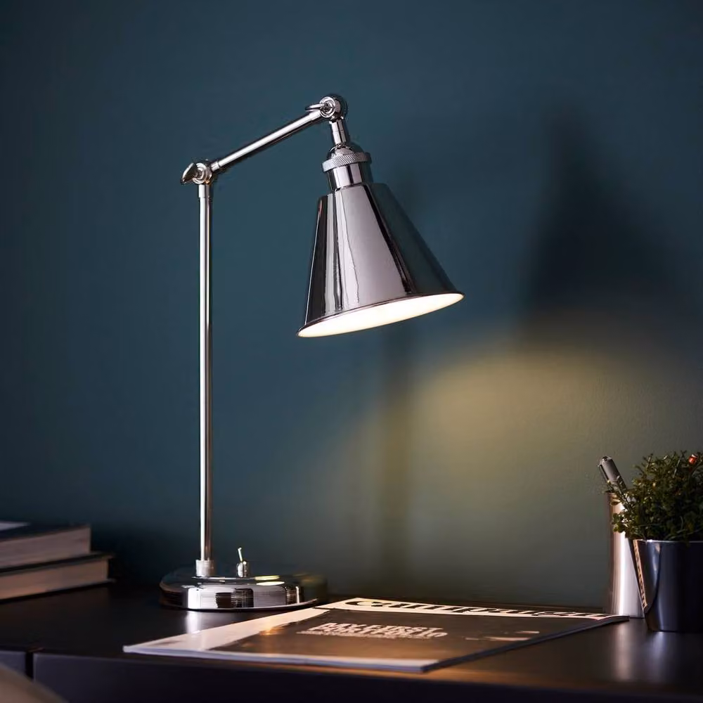 Netlighting Hal Adjustable Metal Desk Task Lamp in Silver with E14 Socket – 2