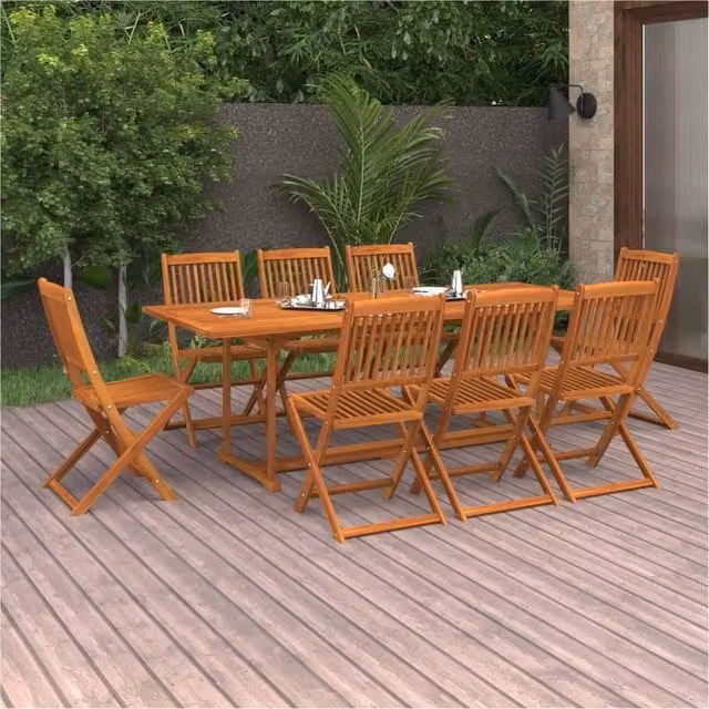 Berkfield Home 9 Piece Garden Dining Set in Brown Oiled Acacia Wood