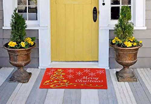 Coco&Coir Christmas Star Door Mat, Brown and Red, W/D: 75 x 45 cm – 7