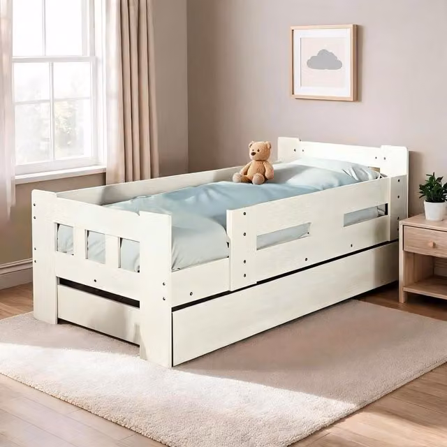 Home Source Ackworth Single Pull Out Trundle Bed in White
