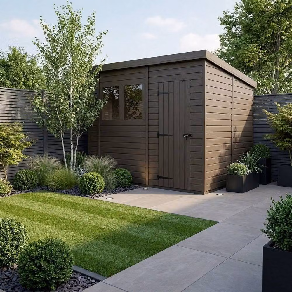 Buttercup Farm Grey Composite Pent Garden Shed with Single Door and Windows W/D/H: 305 x 305 x 210 cm – 2