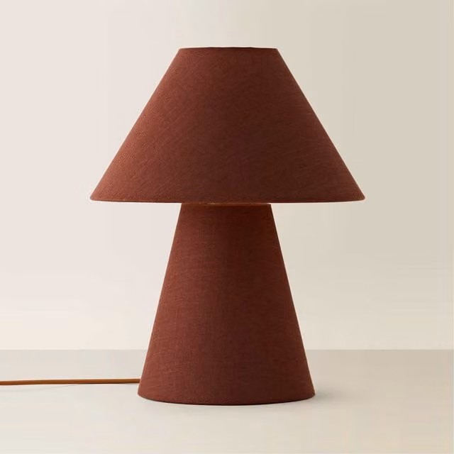 ValueLights Gigi Brown Fabric Conical Shade Table Lamp