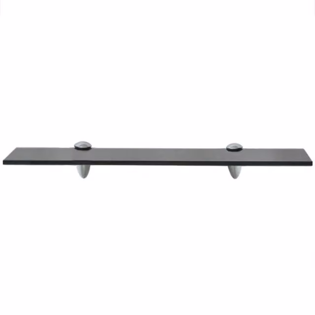 Berkfield Home Black Glass Floating Shelf W: 50 cm, D: 10 cm, Thickness: 8 mm