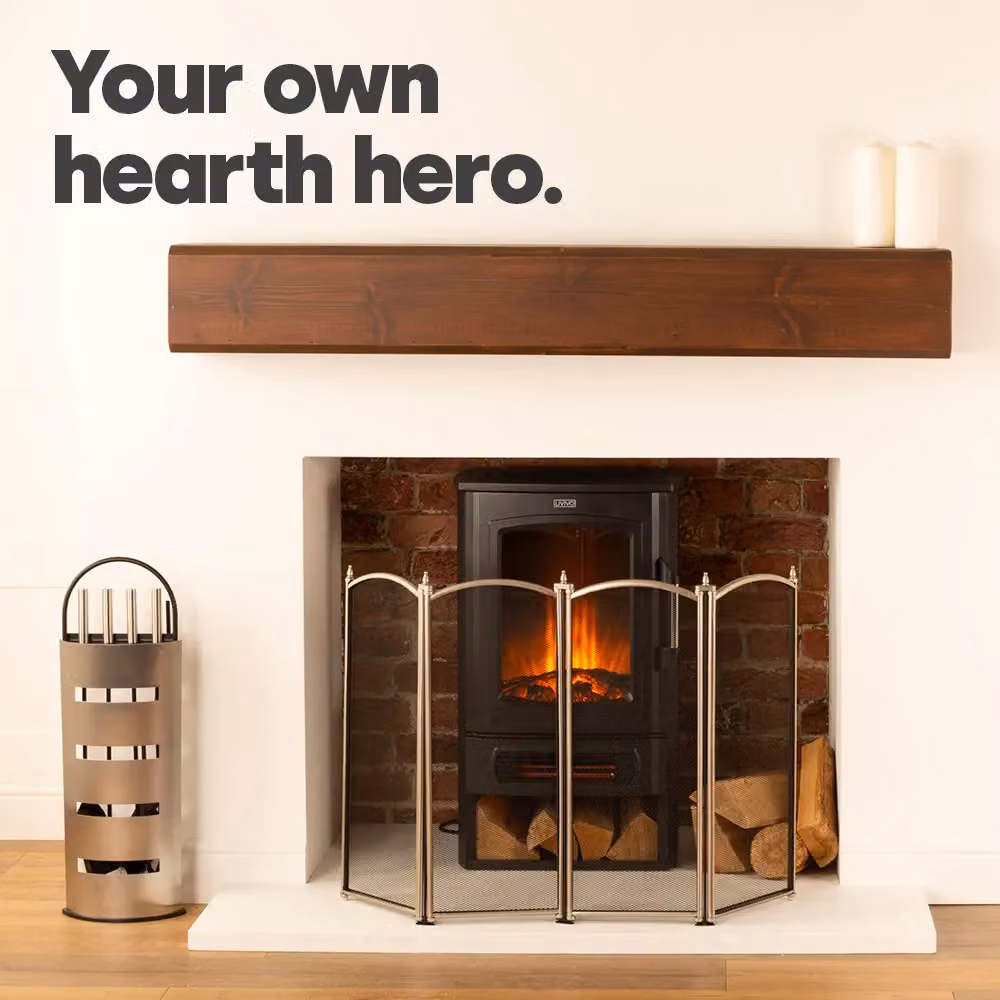 LIVIVO 4-Panel Nickel Coated Fireguard in Silver, W/D/H: 83.5 x 63.5 x 63.5 cm – 2