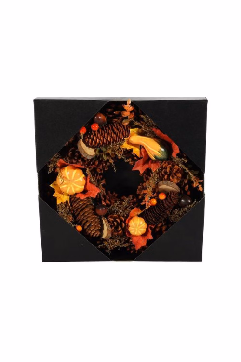 KDMD Autumn Wreath with Pumpkins and Wood Slices, Multicolour, Diameter: 30 cm – 2