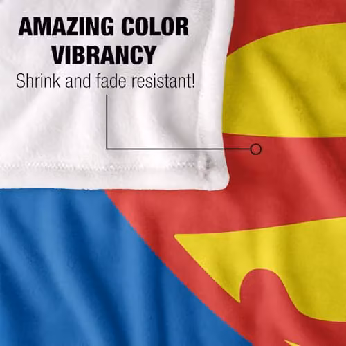 Warner Bros. Superman Shield 1948 Super Soft Silky Touch Fleece Throw Blanket, Multicolour, W: 91.44 cm x D: 147 cm – 3