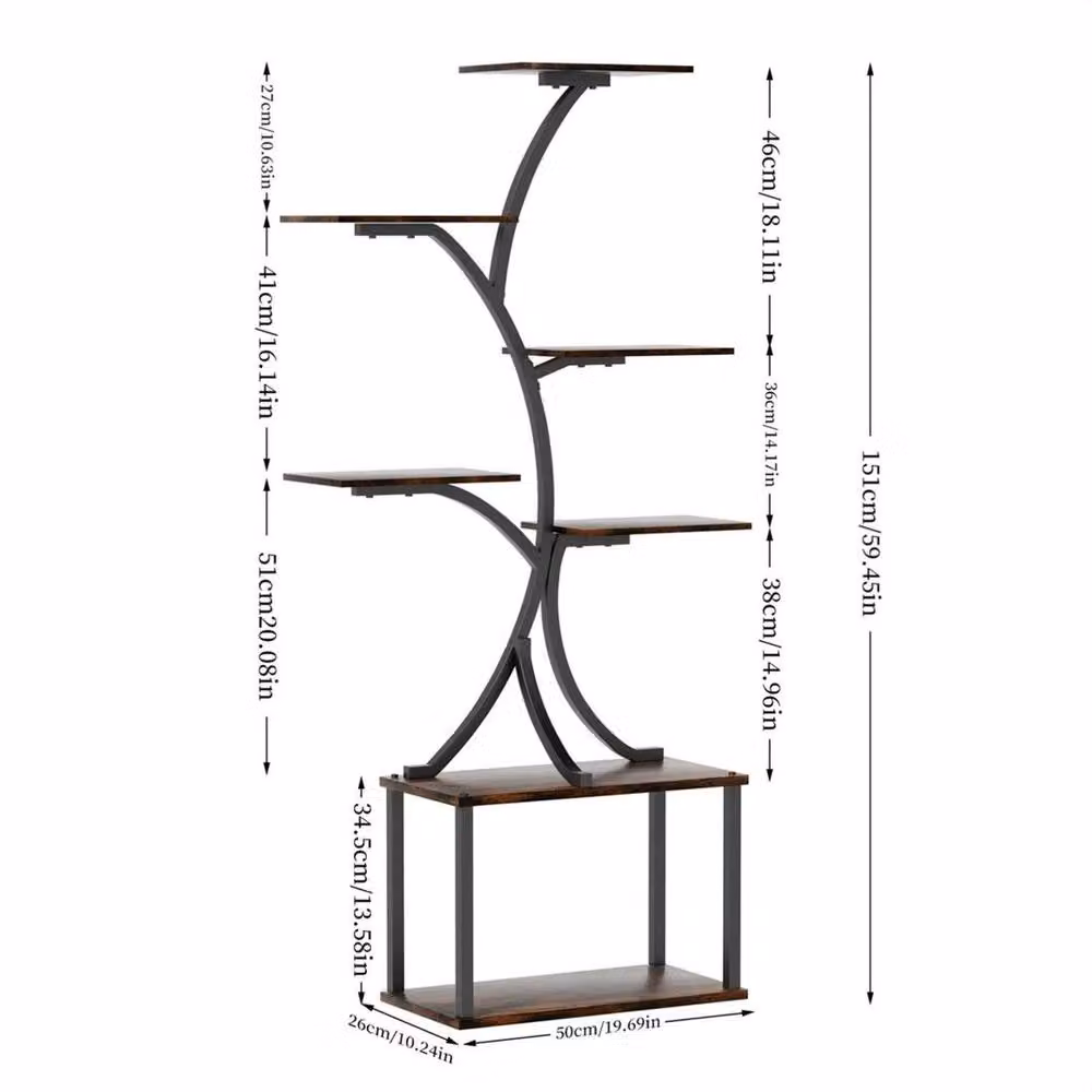KORVIXA 7 Tier Slim Curved Metal Plant Stand Rack in Black – 2