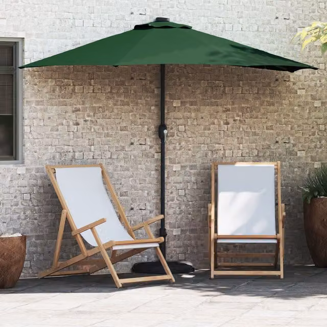 Berkfield Home Half Garden Parasol with Aluminium Pole, Green, Height: 294 cm