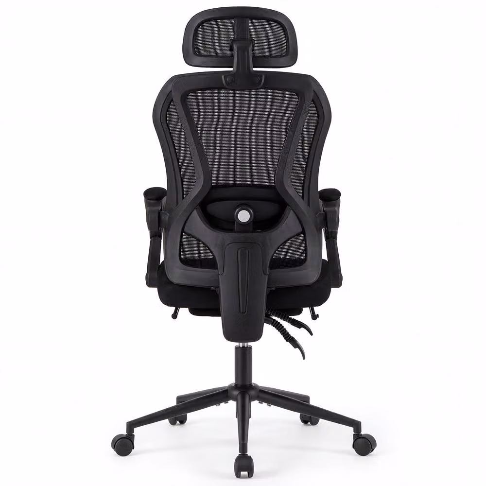 Costway Ergonomic Black Fabric Office Chair with Headrest and 360 Degree Swivel – 8