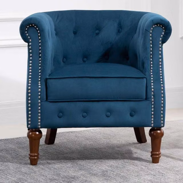 Birlea Freya Blue Velvet Fabric Chesterfield Accent Chair