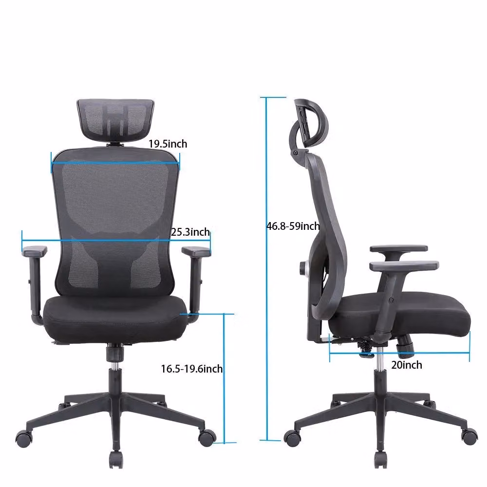 JFY Ergonomic Black Mesh Office Chair with Headrest and Armrests – 7