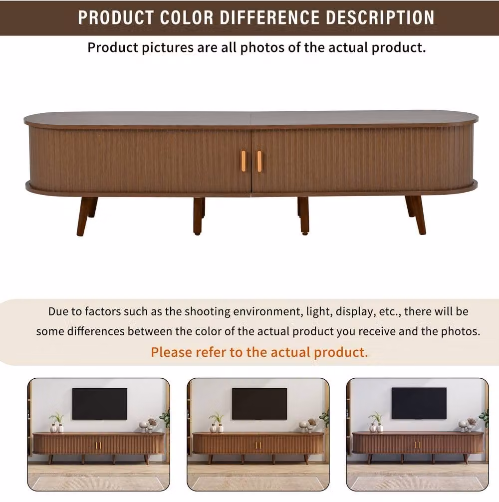 STILVORA Modern TV Stand with 2 Drawers and Sliding Doors in Oak and Walnut Brown – 4