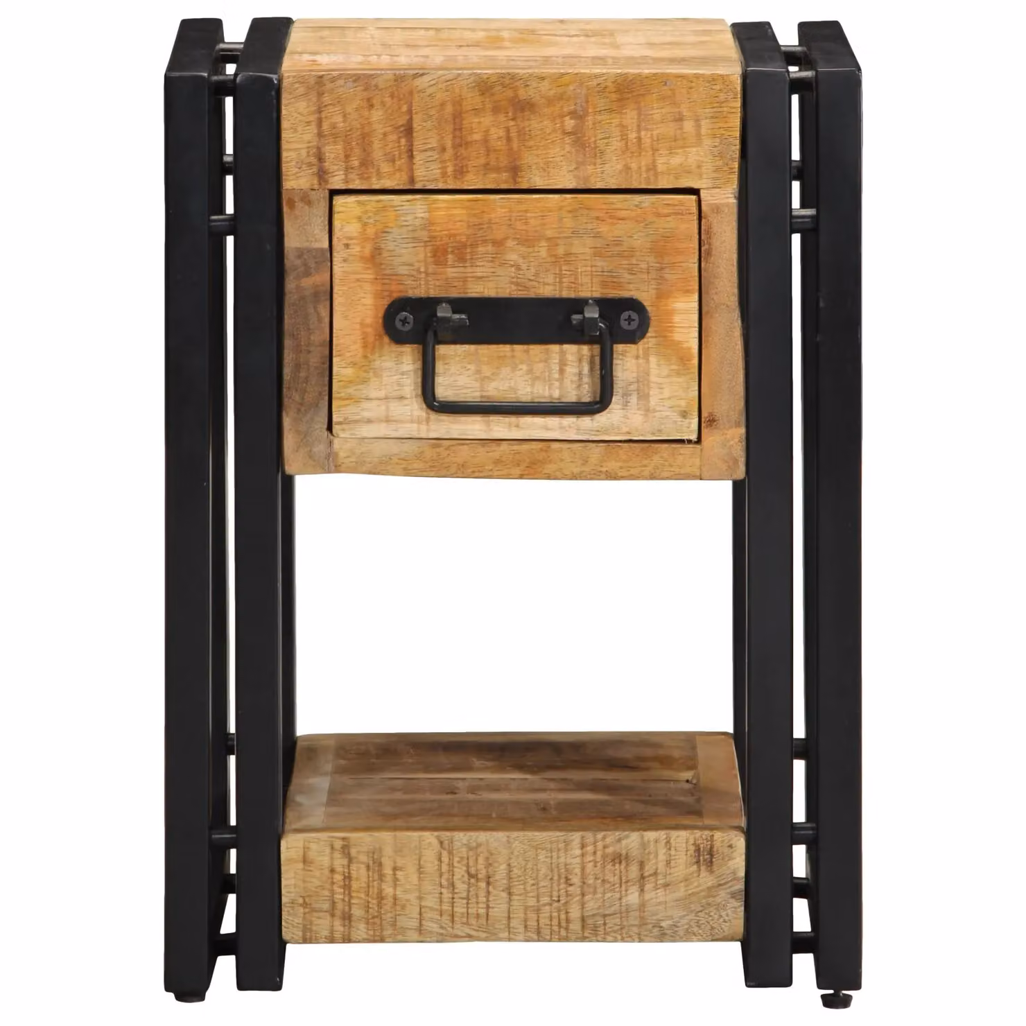 Berkfield Home Set of 2 Modern Nightstands in Brown Solid Mango Wood, W/D/H: 40 x 40 x 40 cm – 4