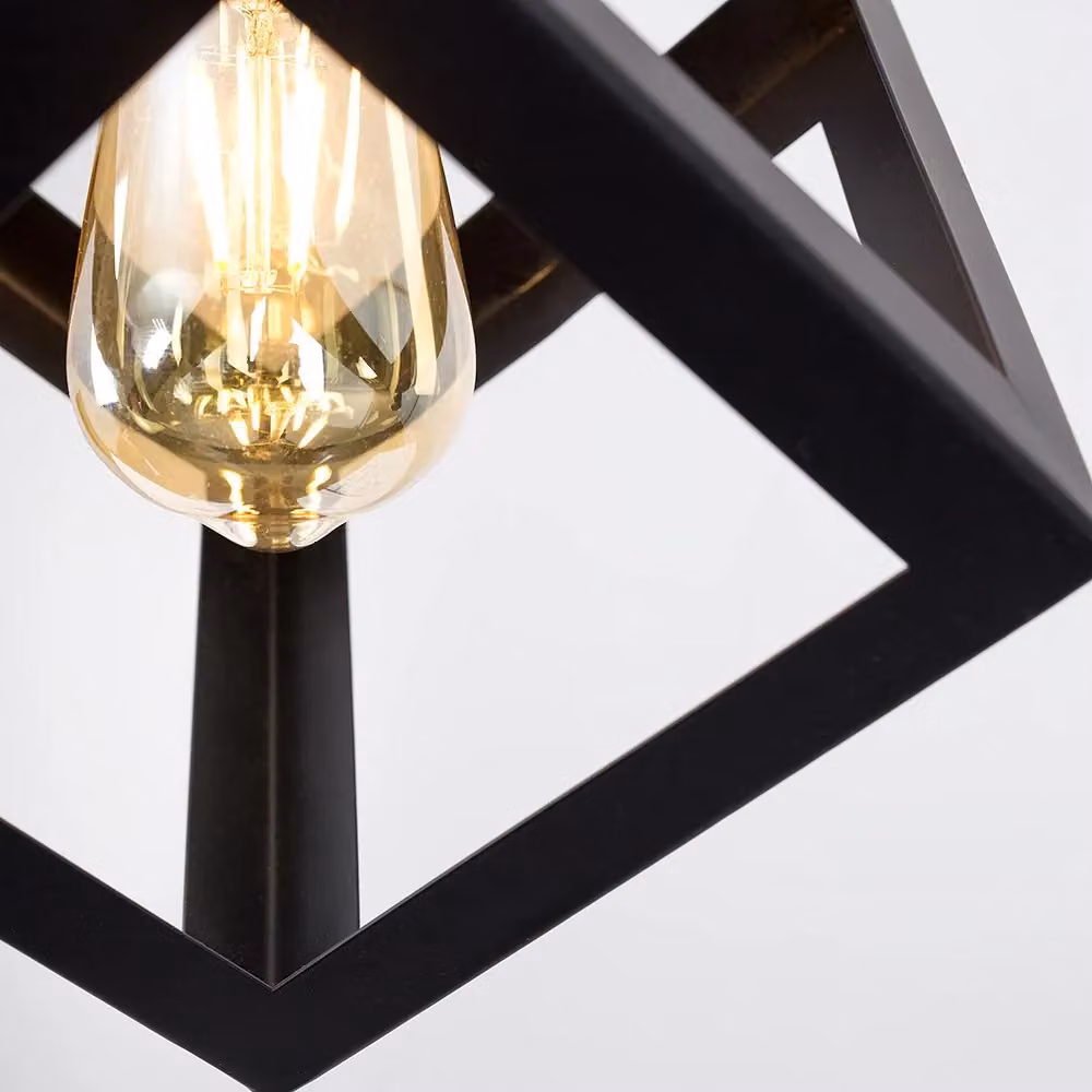 ValueLights Eschor Black Metal Retro Cube Design Ceiling Pendant Shade, Width: 16.0 cm – 3