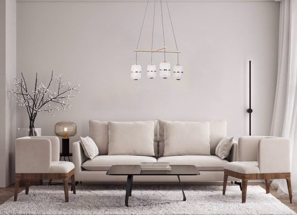 Netlighting Alani Multi Arm Pendant Light in Matt Black and Gold with 4x Warm White LED Bulbs