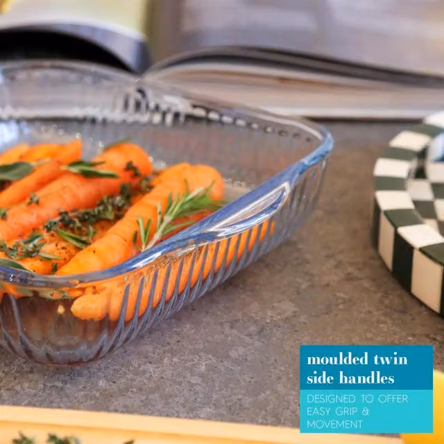 Argon Tableware Square Glass Lasagne Dish, Transparent, W: 24 cm, D: 21 cm, H: 2 cm