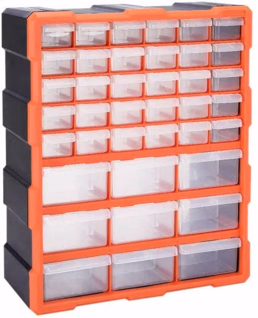 Havendro 39 Drawer Plastic Storage Cabinet Organiser in Orange and Transparent
