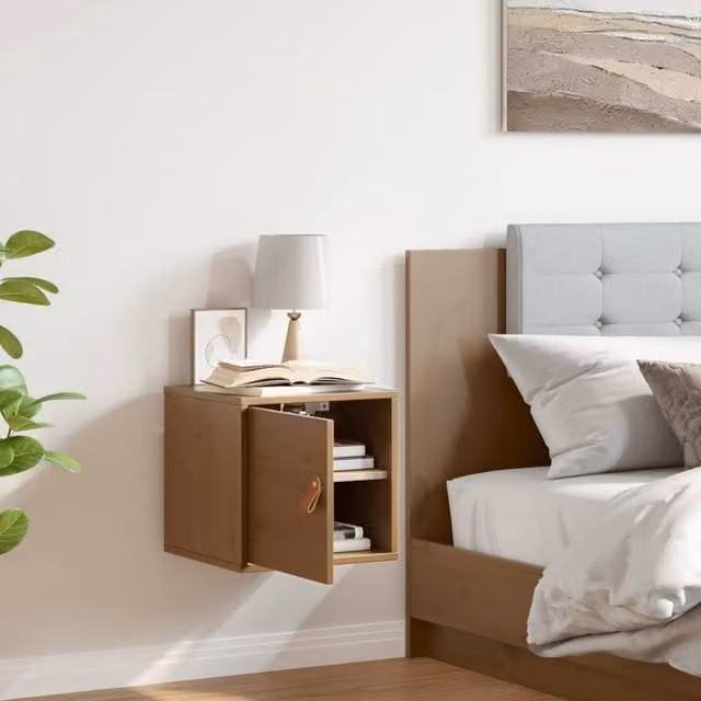 Berkfield Home Wall Mounted Pine Wood Cabinet in Honey Brown, W/D/H: 31.5 x 30 x 30 cm – 1