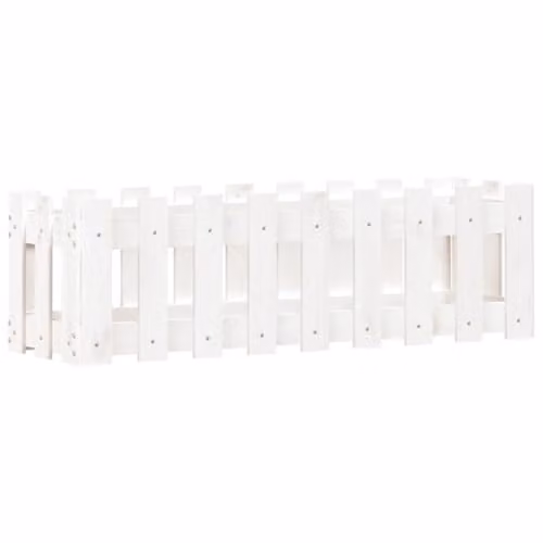vidaXL White Wooden Garden Raised Bed with Fence Design W/D/H: 100 x 30 x 30 cm – 1