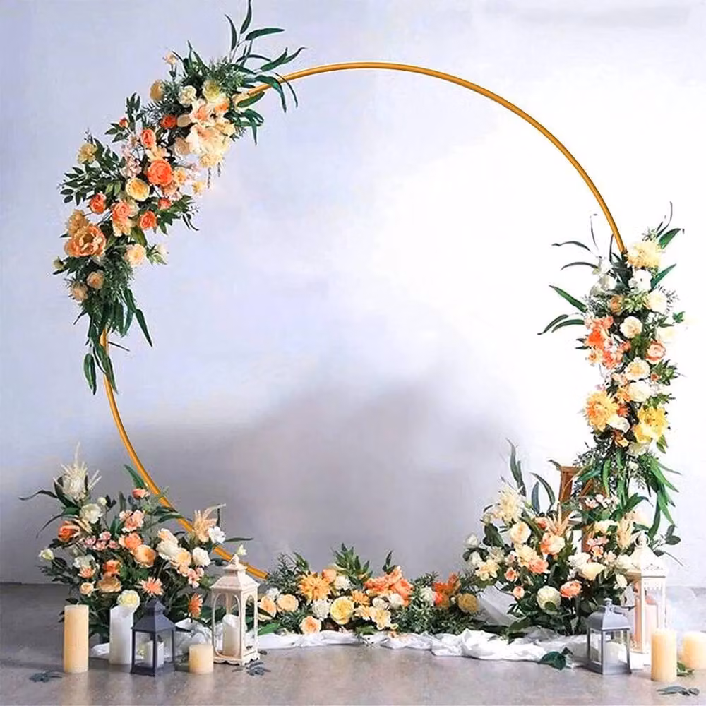 NESTLUNE Gold Round Metal Hoop Balloon Arch Backdrop for Weddings and Parties, Diameter: 100 cm – 2
