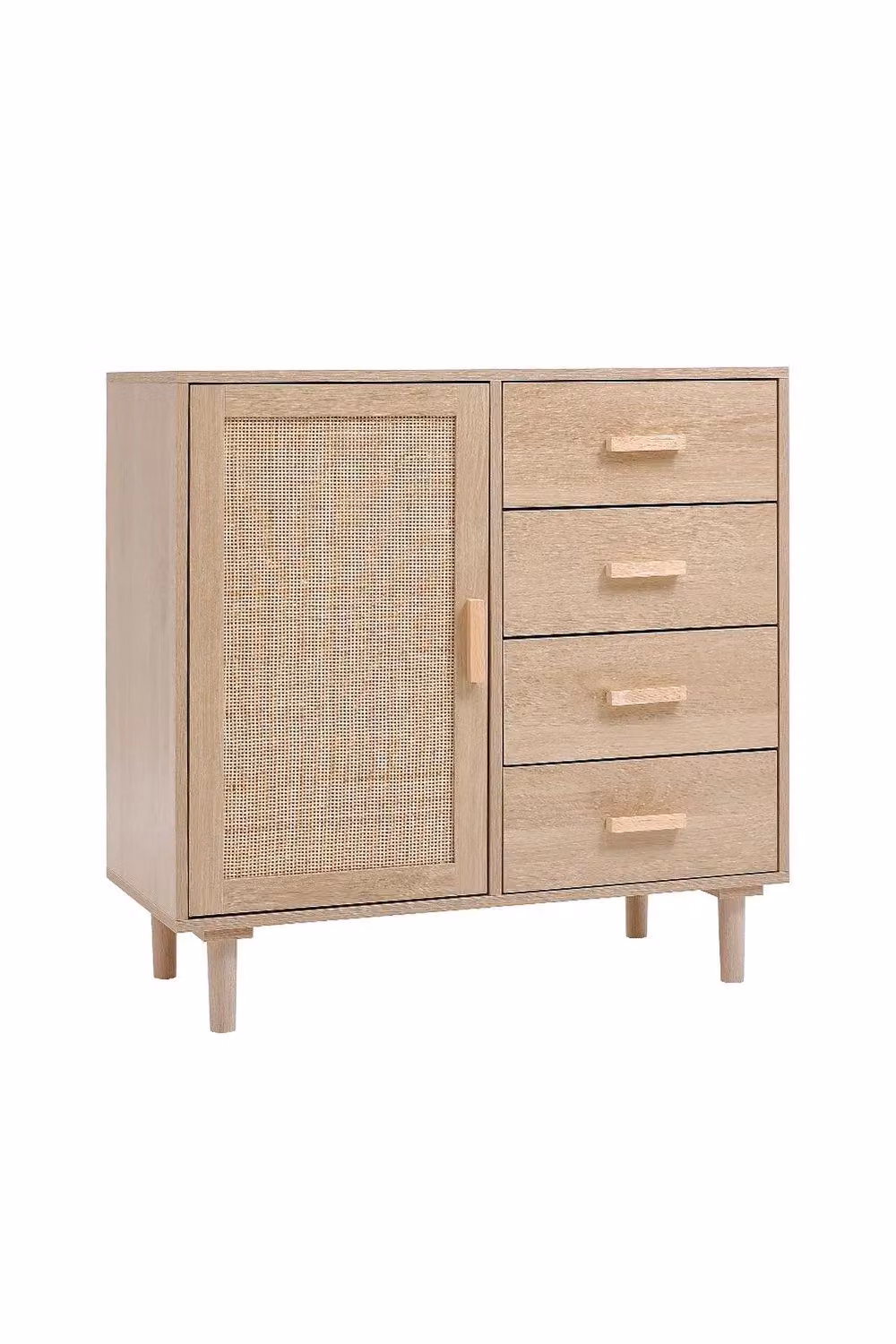 H&O Direct Modern Wood and Rattan Accent Side Cabinet in Beige – 2