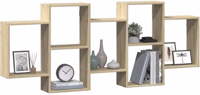 Berkfield Home Sonoma Oak Wall Shelf in Light Tan, W: 159 cm, D: 18 cm, H: 65 cm