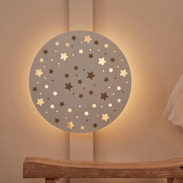Lights4fun Rechargeable Starry Night Sky Childrens Wall Light in White